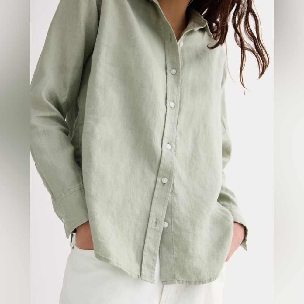 Everlane Linen Relaxed Shirt in Seagrass green Size 2